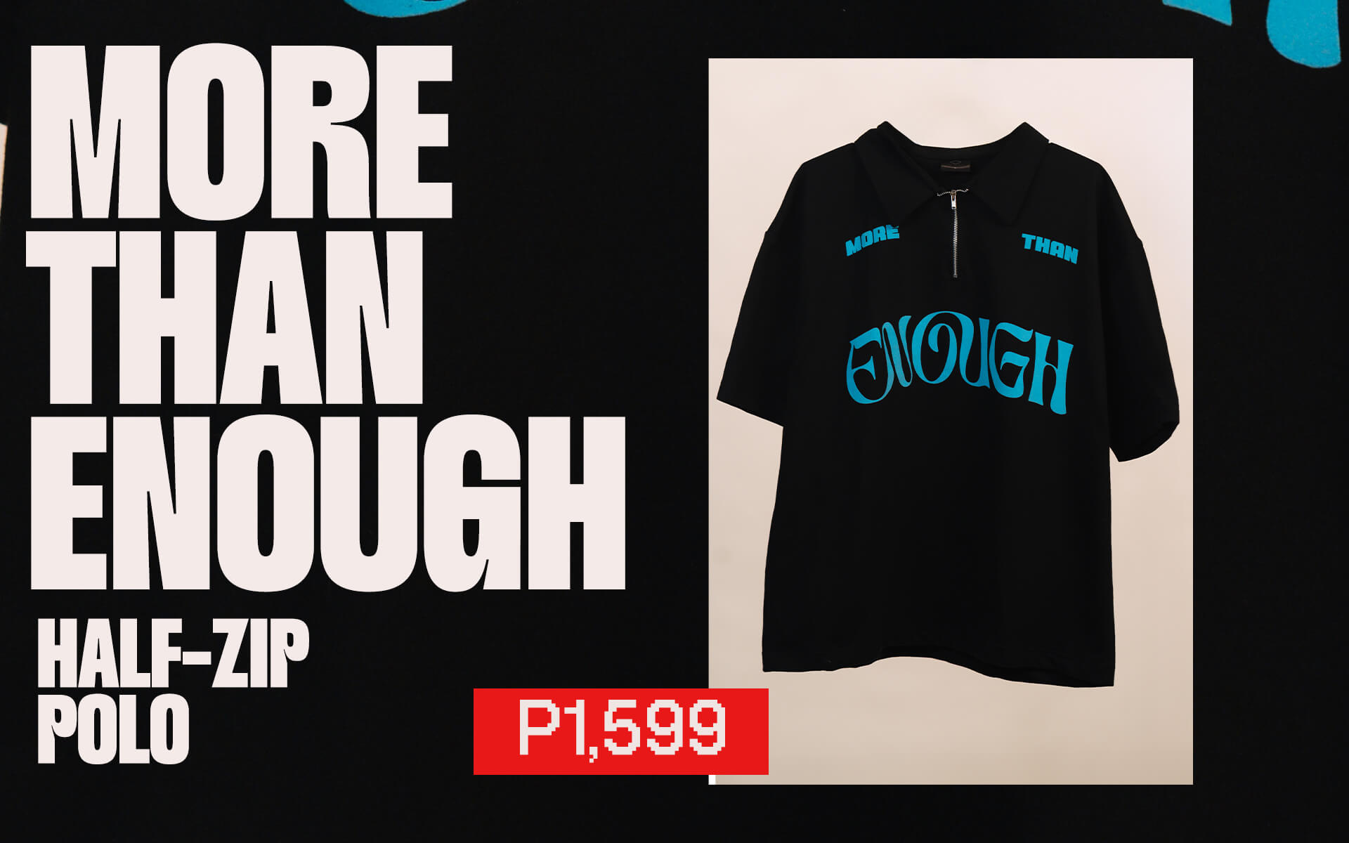 FVR MERCH MORE THAN ENOUGH HALF-ZIP POLO